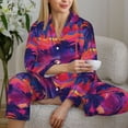 thumbnail image 6 of Lsque Retro Palms Pattern Long Sleeve Pajama Set for Women - Soft 2-Piece Sleepwear and Loungewear Set with Pockets, Comfy Nightwear-Medium, 6 of 7