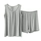 thumbnail image 2 of Conjunto de pijama de dos piezas para mujer, suelto, de verano, con tirantes de color liso, para estar en casa, blusa modal y pantalones, 2 of 7