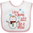 thumbnail image 3 of Inktastic Christmas Let It Snow Cute Snow Man with Snowflakes Boys or Girls Baby Bib, 3 of 4