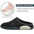 thumbnail image 2 of Mens Slippers Memory Foam Comfort Fuzzy Plush Lining Slip On House Shoes Indoor Outdoor Clog Black, Size 11-12, 2 of 7