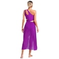 thumbnail image 2 of iiniim Women's Lyrical Dance Shiny Rhinestones High Low Flowy Maxi Dress Contemporary Dancewear Purple S, 2 of 7