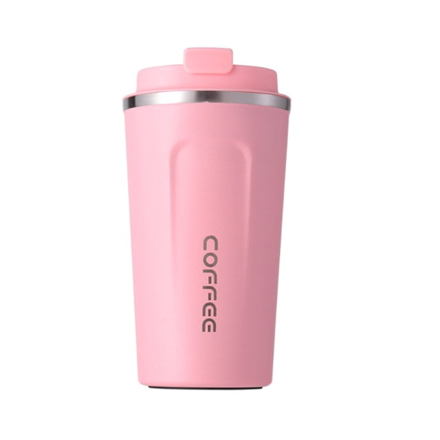 Inteprter Taza de café de viaje Taza aislada portátil Frasco de acero inoxidable a prueba de fugas Botella de vacío 510ml Blanco Utensilios de cocina Rosa