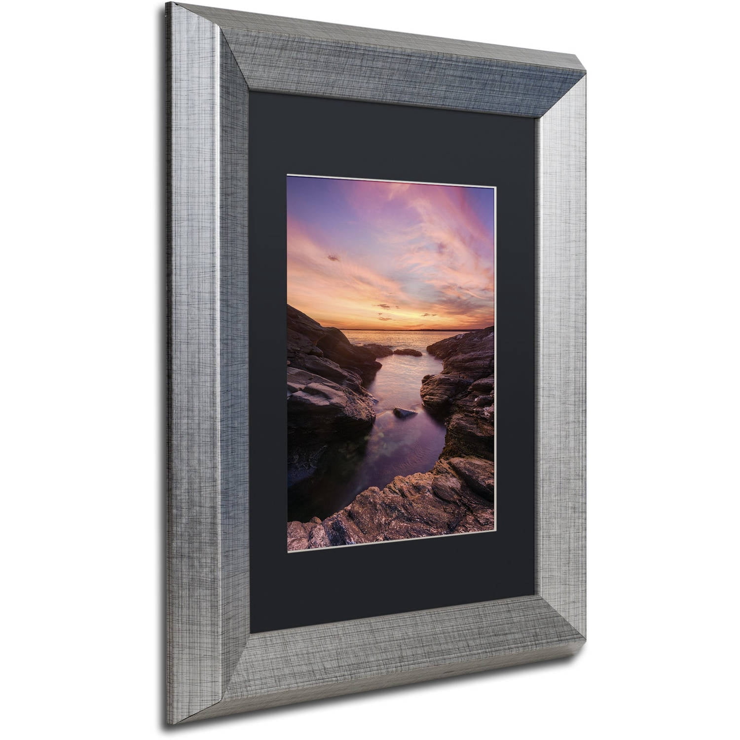 Trademark Fine Art "Beavertail Sunset" Canvas Art by Michael Blanchette Photography Black Matte, Silver Frame