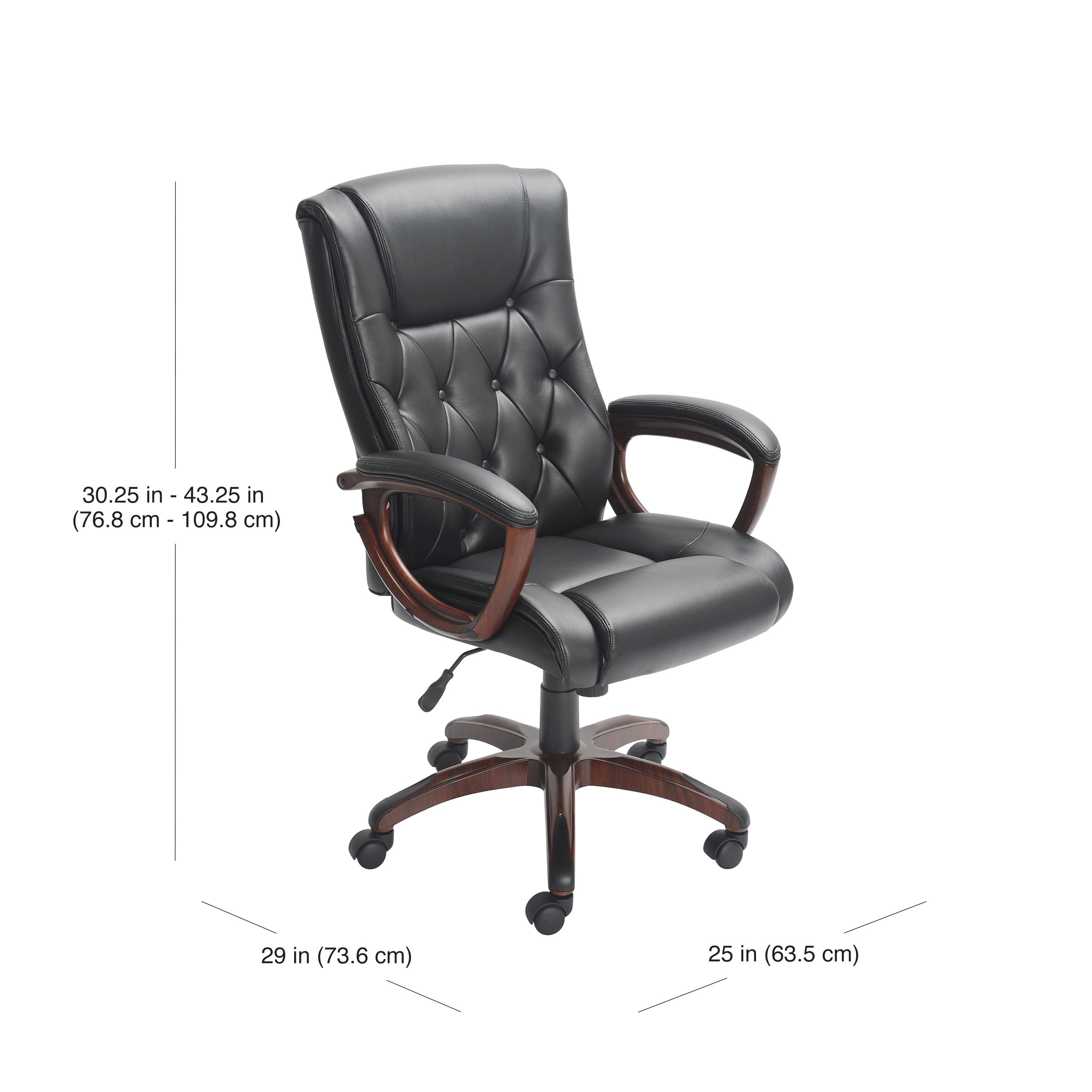 Better Homes and Gardens Executive, Mid-Back Manager's Office Chair with Arms, Black Bonded Leather - image 5 of 9