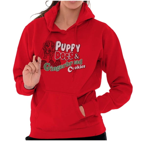 Christmas Puppy Gingerbread Cookie Women Plus Size Graphic Pullover Hoodie Brisco Brands 5X