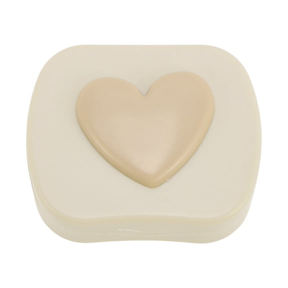 Unique Bargains 1 Set Contact Lens Case Heart Rectangular Lens Storage Case Beige