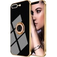 thumbnail image 2 of for Black iPhone 8 Plus/iPhone 7 Plus Case for Women Ring Holder, 360 TPU Rotation Kickstand Rings Cases with Stand Glitter Plating Rose Gold Work with Magnetic Mount Slim Luxury Case Girly, 2 of 15