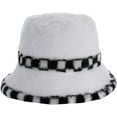thumbnail image 3 of CoCopeaunts Mens Bucket Hat Winter Plush Warm Fashion Hundred Women Basin Cap Splicing Checkerboard Lattice Brim Fisherman Hats, 3 of 8