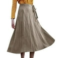 thumbnail image 2 of Vedolay Summer Skirts Skirk for Women Floral Print High Waist Flared Ruffle Hem Boho Midi Skirt,Khaki M, 2 of 3