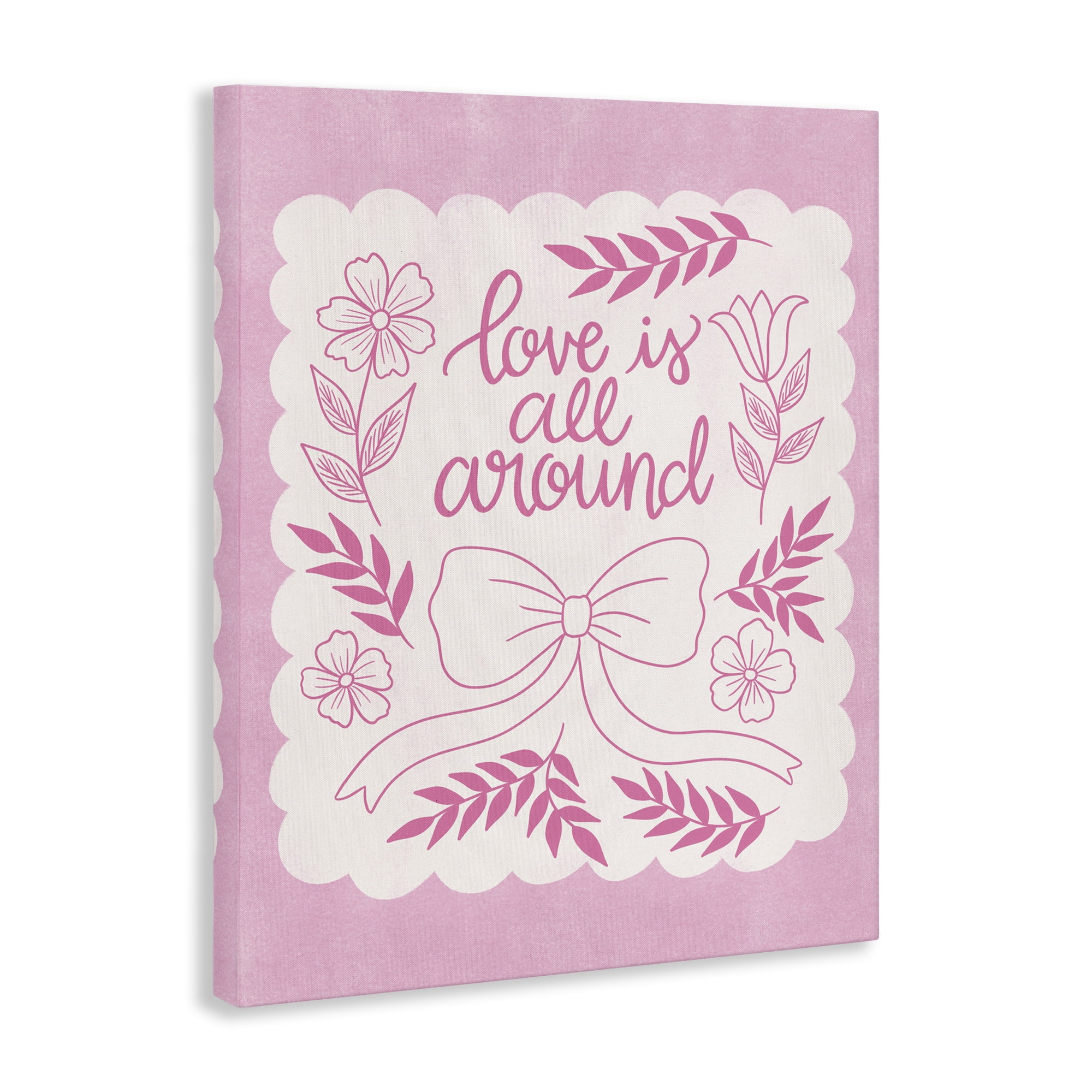 Stupell Industries Pink Love All Around Plants & Flowers Painting Wrapped Canvas Art Print Wall Art, 16 x 20
