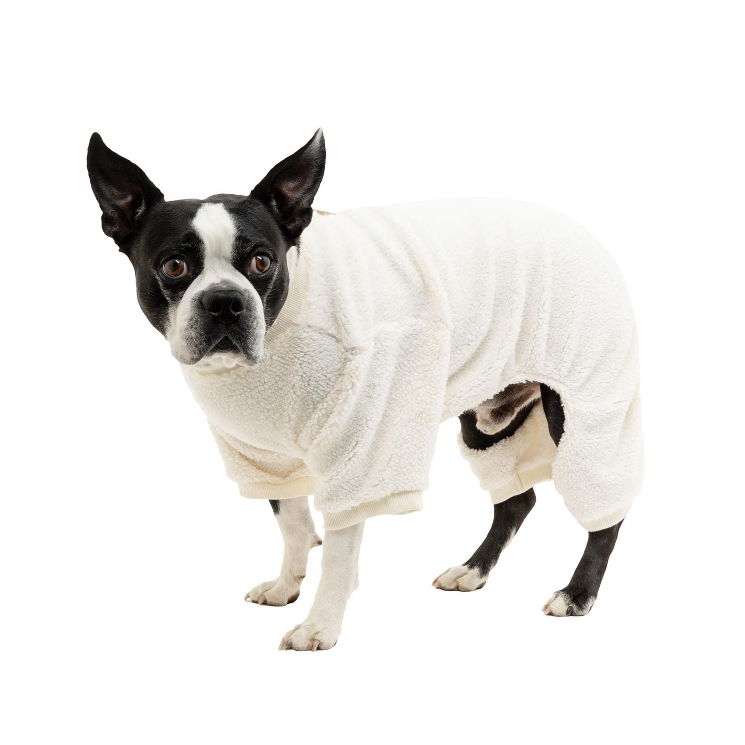 Vibrant Life White Fuzzy Pet Holiday PJ pour animaux de compagnie - Pyjama pour chien et chat - Blanc