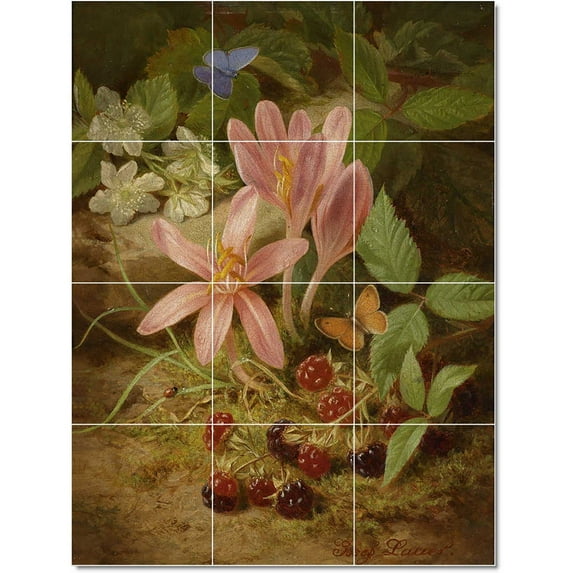 Ceramic Tile Mural-Josef Lauer Flowers Painting 228. 24" w x 32" h using (12) 8 x 8 ceramic tiles