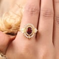thumbnail image 2 of Vintage Red Garnet Bridal Ring Women Diamond Halo Wedding Ring Art Deco Anniversary Gift Unique Promise Stacking Ring Vintage Design Rings, 2 of 2