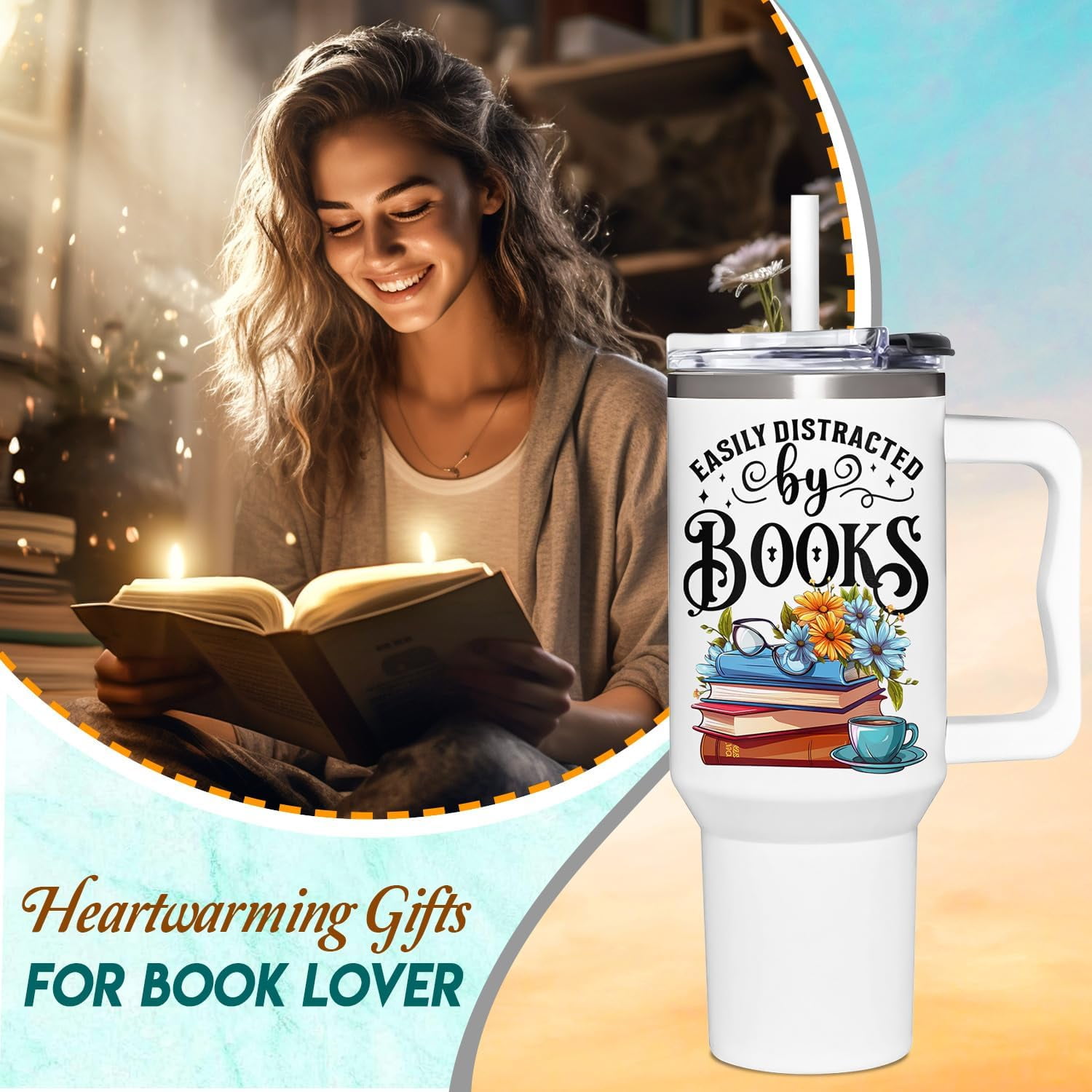 Gifts For Book Lovers - Mothers Day Gifts For Book Readers - Book Lovers Birthday Gift - Christmas Gifts For Bookworm - Bookish Gifts, Book Club Gifts, Books For Women - 40Oz Tumbler With Handle