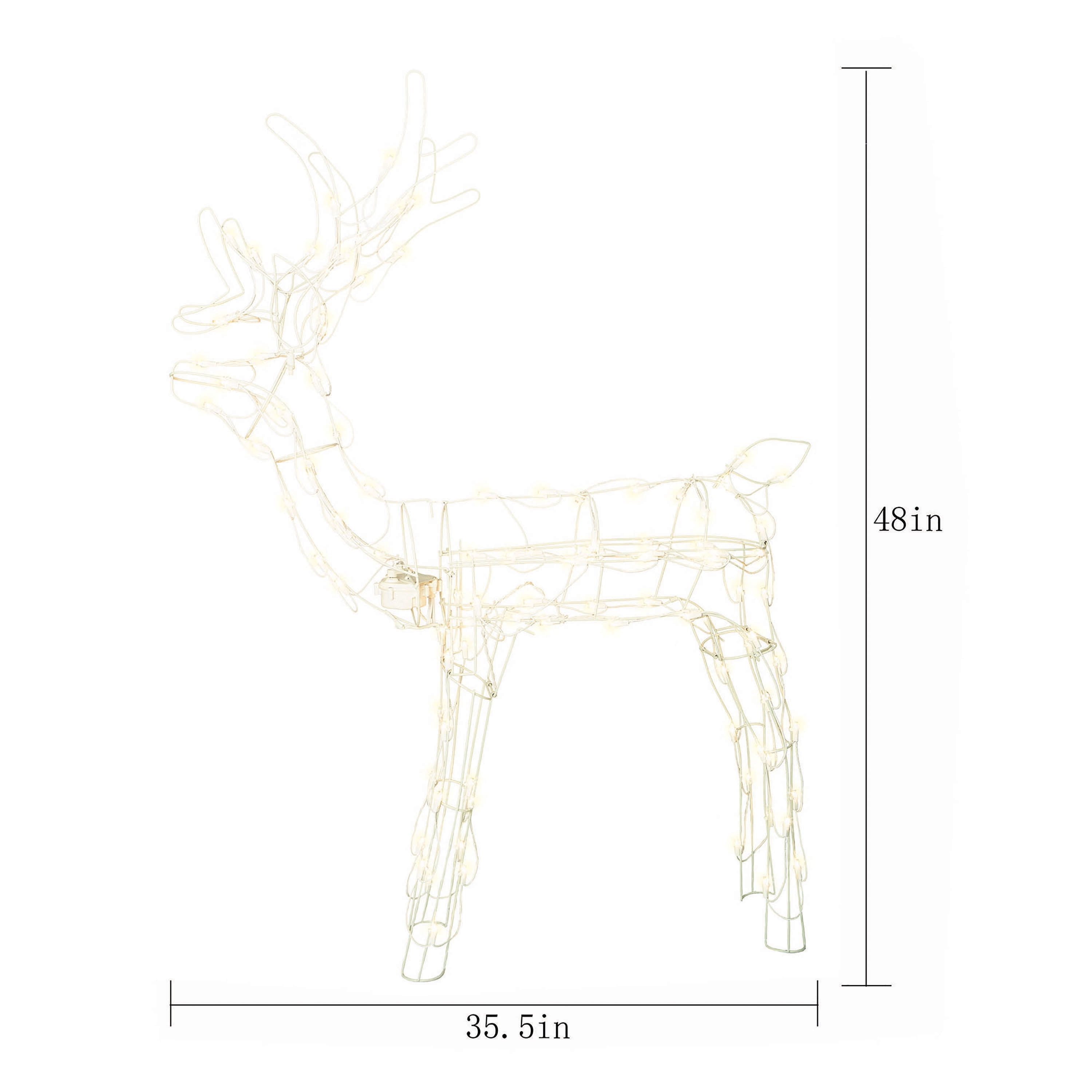 Indoor/Outdoor Animated Light-Up Standing Buck Silhouette Christmas Decoration with 105 LED Lights, Warm White, 48", by Holiday Time