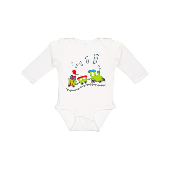 Inktastic 1st Birthday Party Train Boys or Girls Long Sleeve Baby Bodysuit