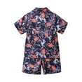 thumbnail image 4 of Gubotare Boys Hawaiian Outfit Boys Graphic Button Down Shirt & Mesh Shorts Outfit Set Toddler to Big Kid (Dark Blue,Size 18-24 Months), 4 of 7
