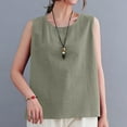 thumbnail image 2 of AherBiu Cotton Linen Tank Tops for Women Crewneck Sleeveless Lightweight Summer Casual Loose Camisole Shirts Blouse, 2 of 5
