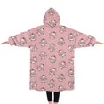 thumbnail image 2 of Oversized Wearable Blanket Hoodie,Pink Cow Heart Pattern Sherpa Blanket Hoodie with Super Pockets,Super Warm Fuzzy Pullover for Women & Men, 2 of 6
