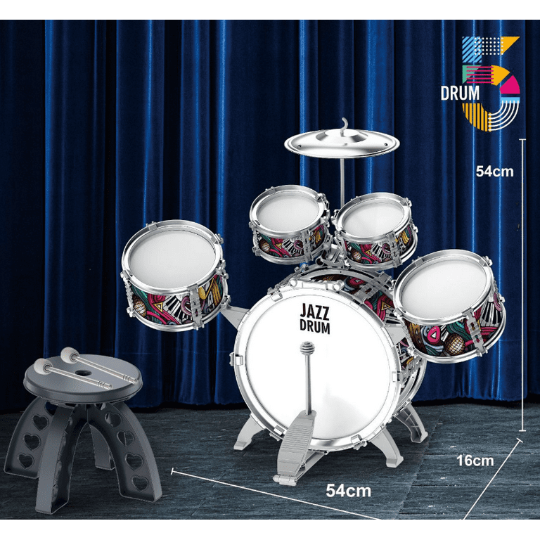 Upgraded Kids Drum Set with Light-Up Stars – Toddler Drum Kit for
