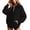 Black, variant on Women's Solid Full Zip High Collar Sweatshirt Long Sleeve Loose Casual Zip up Jacket with Pockets Lightweight Hoodless Outerwear Tops White