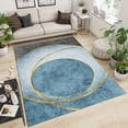 thumbnail image 2 of Blue Gray Abstract Marble Rug Pad, Golden Round Lines Living Room Carpet, Bedroom Rug Light Texture Easy Care Apply to Corridor Nursery,4x7ft, 2 of 7