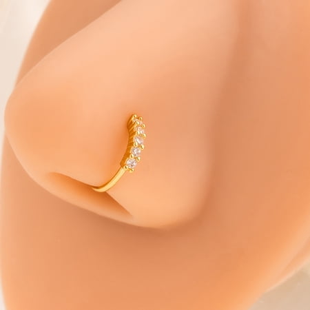 Firefly Hope Vintage Boho Clip-On Nose Ring, Rhinestone & CZ Stud Design, No-Piercing Hoop Jewelry for Women, Style B, A