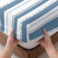 thumbnail image 3 of King Size Fitted Sheet Set - Blue Striped 3 Piece Bedding Sets 16" Deep Pocket Fitted Sheet with 2 Pillowcases, Farmhouse Vertical Stripes Geometric Brushed Microfiber Hotel Luxury Bed Sheets, 3 of 9