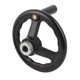 thumbnail image 2 of Rueda de mano de 3 radios de 16 mm x 160 mm negra con mango giratorio para torno industrial, 2 of 2