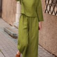 thumbnail image 1 of Conjunto Casual Sólido De Dos Piezas, Camiseta De Manga Corta Con Cuello Redondo Y Pantalones Anchos De Cintura Alta, Ropa De Mujer, 1 of 4