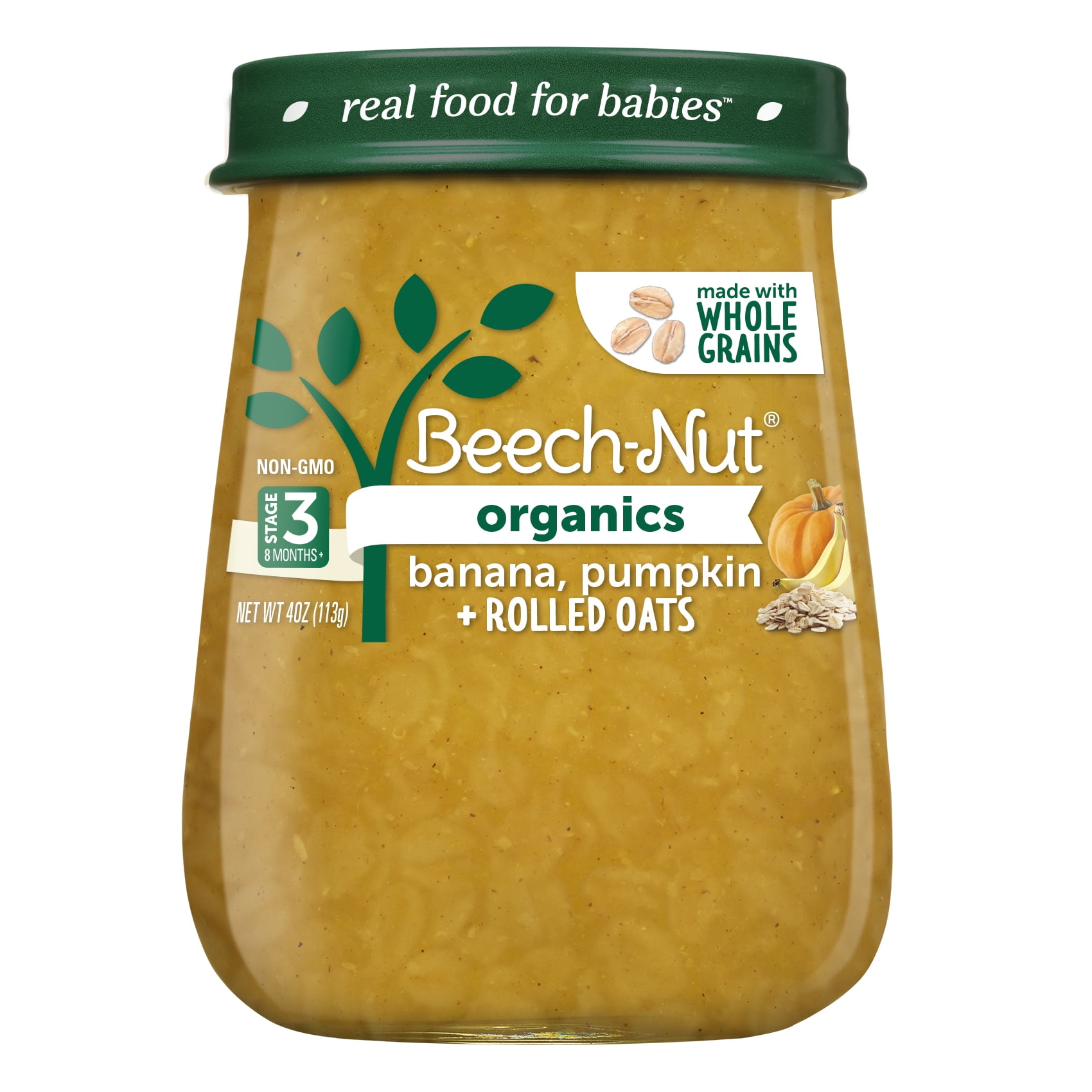 Beech Nut Organic Non GMO Stage 3 Baby Food Banana Pumpkin Oats 4 