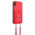 thumbnail image 6 of for iPhone XS Max PU Leather Case, Wallet Case with Ring Stand Kickstand Shockproof Protective for Women Girls Card Holder Slot Stand Shoulder Strap Case for iPhone XS Max, Red, 6 of 8