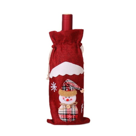 

Christmas Wine Bottle Cover Santa Snowman Reindeer Bag for Christmas Decorations New Year Dining Table Decor