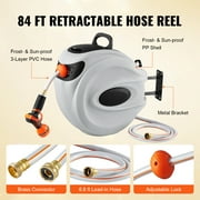 BENTISM Retractable Hose Reel, 84 ft x 5/8 inch, 180° Swivel Bracket Wall-Mounted, Garden Water Hose Reel with 9-Pattern Nozzle, Automatic Rewind, Lock at Any Length, and Slow Return System