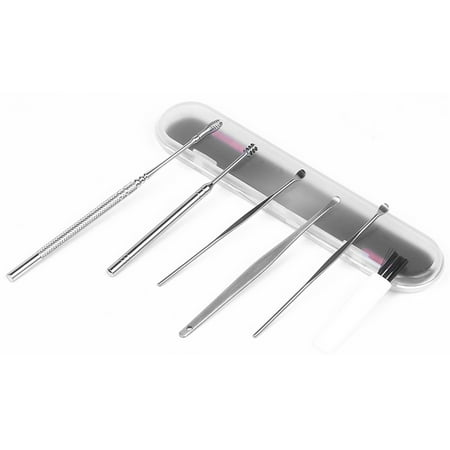LELINTA 6 PCS Ear Wax Removal Kit Ear Curette Earwax Removal Ear Pick with Storage Box - Silver
