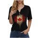 thumbnail image 1 of Blusas de Manga Corta para las Mujeres Impreso Cuello en V Casual, Blusas Casuales para las Mujeres en el Hogar Y el Uso Diario, 1 of 3