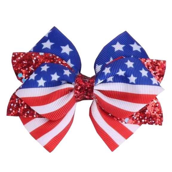 Zanarzt Toddler Bows Independence Day Hair Bow Flag Bowknot Hair Bow Pin Bow Hair Hairpins USA 250th Anniversary Hair Bow Clips Red,3-12 Years