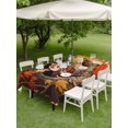 thumbnail image 2 of Rectangle Outdoor Tablecloth With Umbrella Hole And Zipper– Thanksgiving Autumn Waterproof Patio Table Cover for Party, Picnic, Backyard, 60"x102" , Red Maple Leaves Owl Fire Orange, 2 of 8