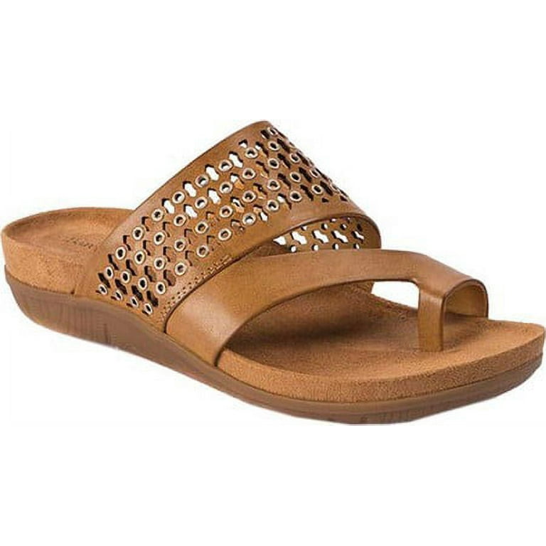 Baretraps Womens Juny Faux Leather Open Toe Slide Sandals Brown