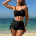 thumbnail image 2 of Duqingm Swimsuit for Women 2 Piece Bikini Set Cutout Popular Swimsuit High Waisted Textured 2026 Summer Beach Swim Bathing Suits Black,L, 2 of 7