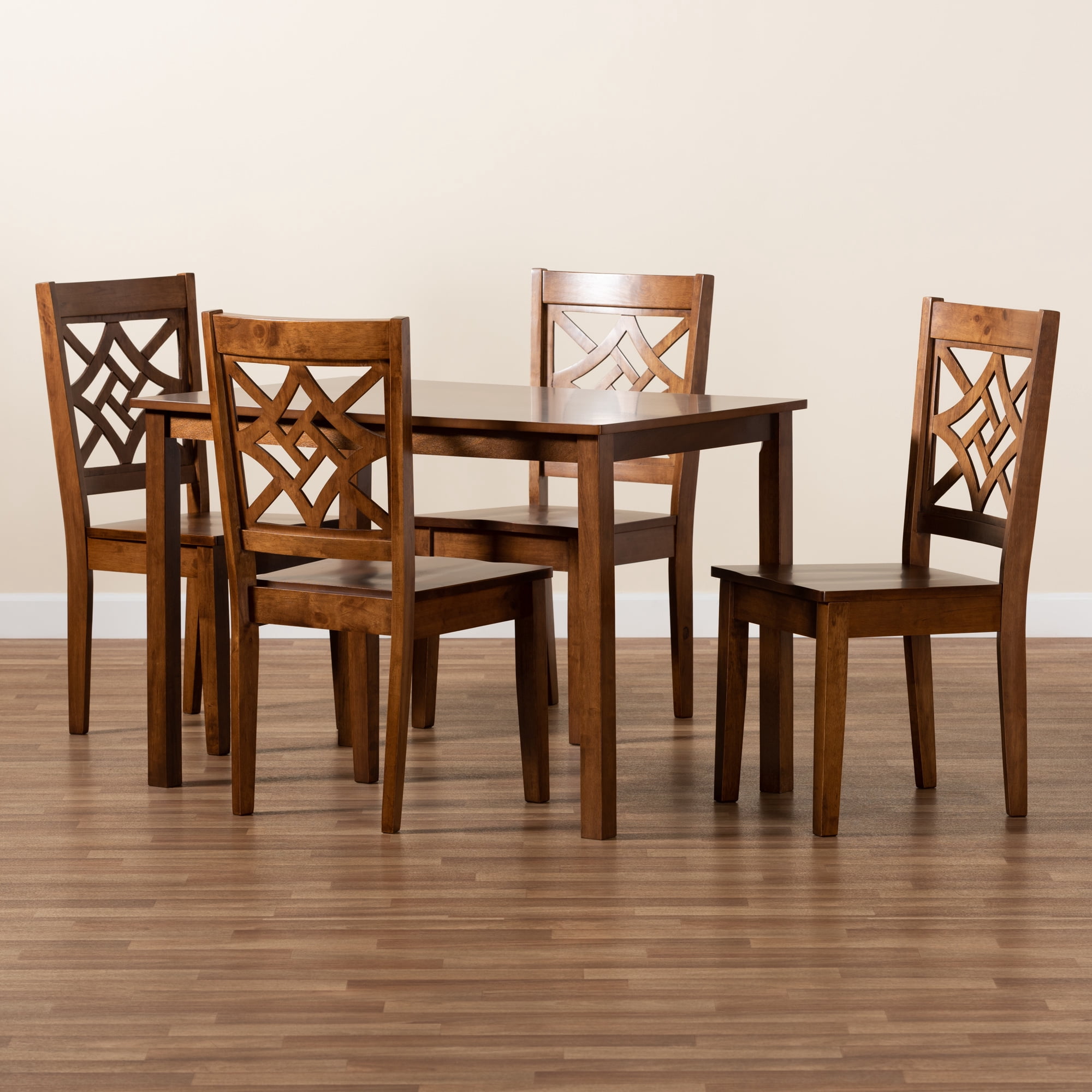 Baxton Studio Nicolette Modern and Contemporary Walnut Brown Finished Wood 5-Piece Dining Set