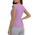 thumbnail image 5 of Qulqfy Casual Women Blouses Crew Neck Short Sleeve Slim Solid Tunic Spring Summer Pleat Trendy Women's Tops XXXL, 5 of 6