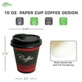 thumbnail image 3 of [25 Pack] 10oz Disposable Paper Coffee Cups with Black Dome Lids - For Hot, Cold Drink, Coffee, Tea, Cocoa, Travel, Office, Home, Cider, Hot Chocolate, To go, Compostable, Biodegradable, 3 of 5
