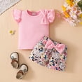 thumbnail image 2 of TOWED22 Baby Girl Clothes Toddler Summer Outfits Cute Bow Sleeveless Top and Ruffle Shorts 2pc Set 1-5 Years(Blazer,9-12 M), 2 of 4