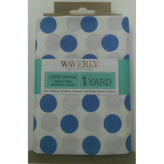 Waverly Inspirations 1 Yard Cut 100% Cotton Prints Fabric Large Dot Blue 44" Wide for Quilting & Sewing