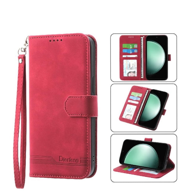 Funda Tipo Billetera para Samsung Galaxy S26 Ultra Carcasa Abatible con Porta Tarjetas, Bolsillo para Efectivo, Soporte Ajustable, Cierre Magnético y Correa de Muñeca Rojo