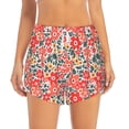 thumbnail image 2 of Rateoe Small Coral Red Flowers Printed 2 in 1 Women's Workout Shorts for Athletic Gym Running Shorts with Phone Pockets-Medium, 2 of 7