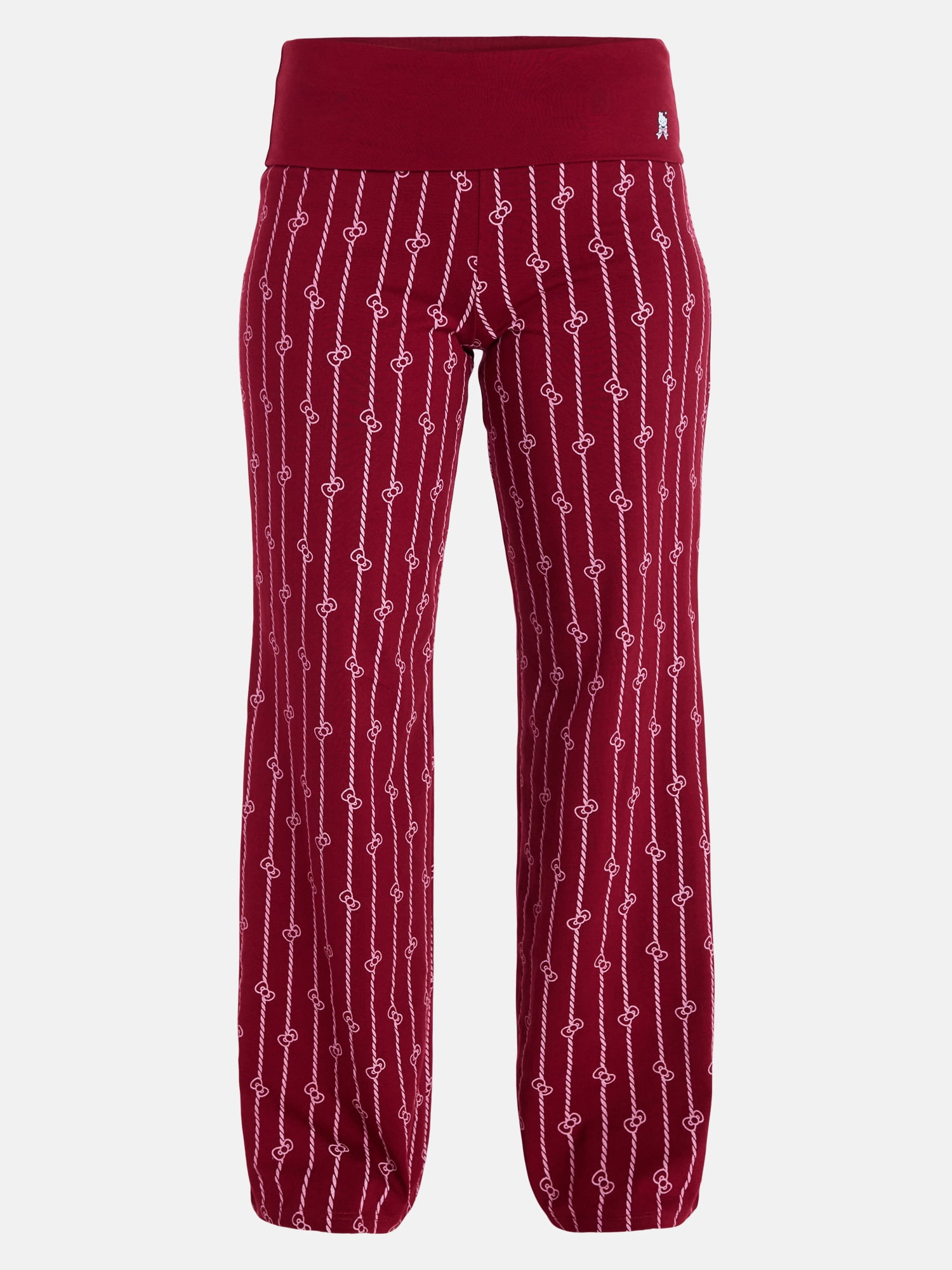 Hello Kitty Women’s Pinstripe Wide Leg Foldover Pants, Sizes XXS-XXL