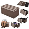Costway Folding Stripe Storage Ottoman Seat Stool Bench Storage Box Home Furni Decor