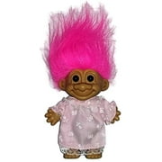PINK NIGHTGOWN Russ Lucky 6 Inch Troll Doll Figure (Hot Pink Hair)
